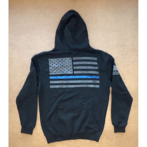 HOWITZER MENS BLUE 'BACK THE BLUE' DISTRESSED GAPHIC HOODIE - NWOT - - Picture 4 of 7